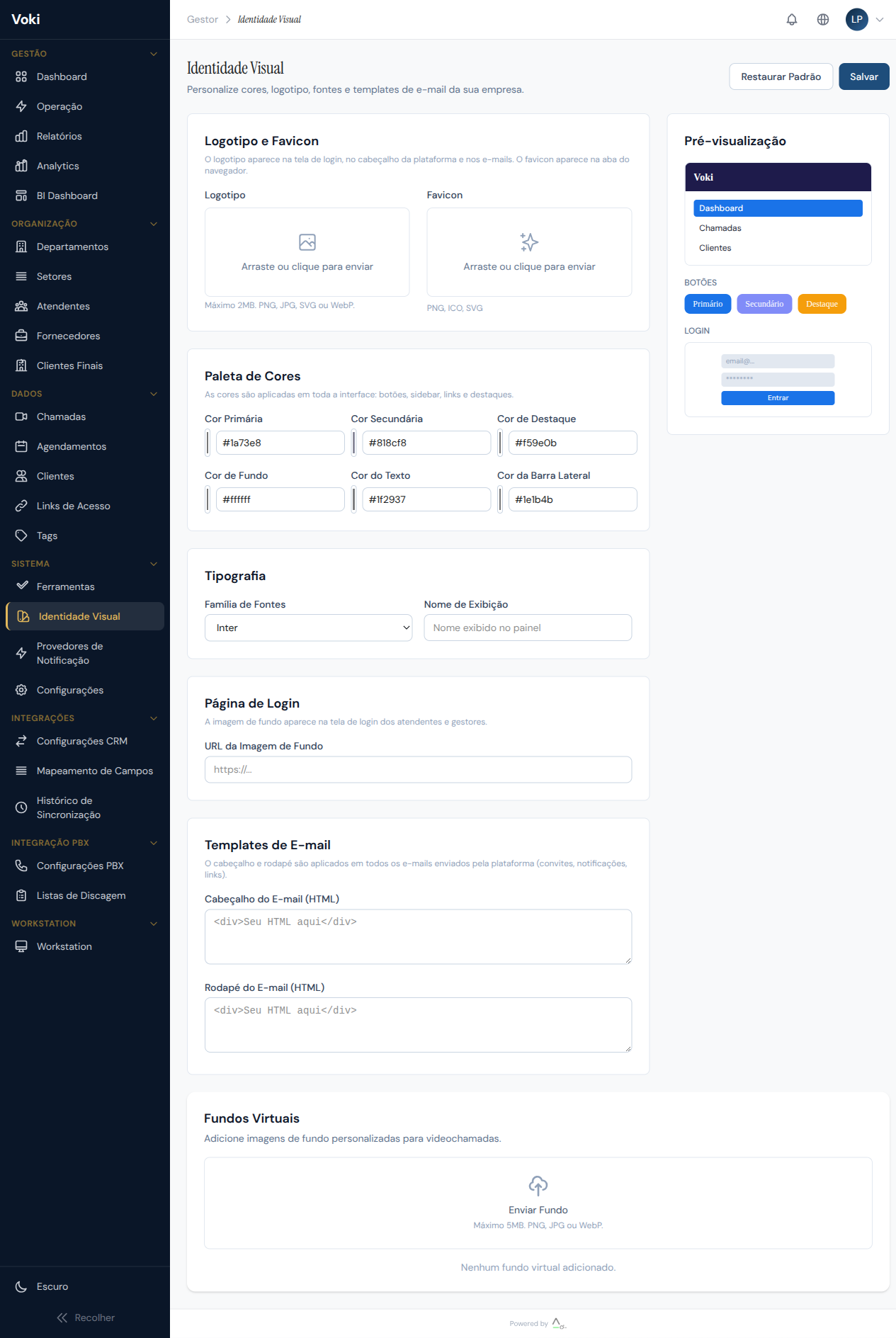 Branding com planos de fundo virtuais