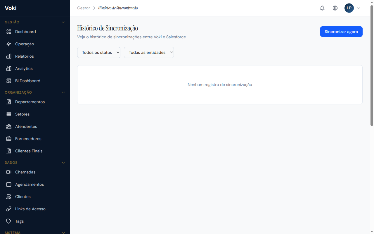 Logs de sincronização CRM